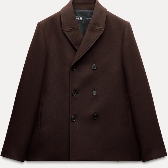 Zara dark brown double breasted button blazer coat NWT - Picture 2 of 14